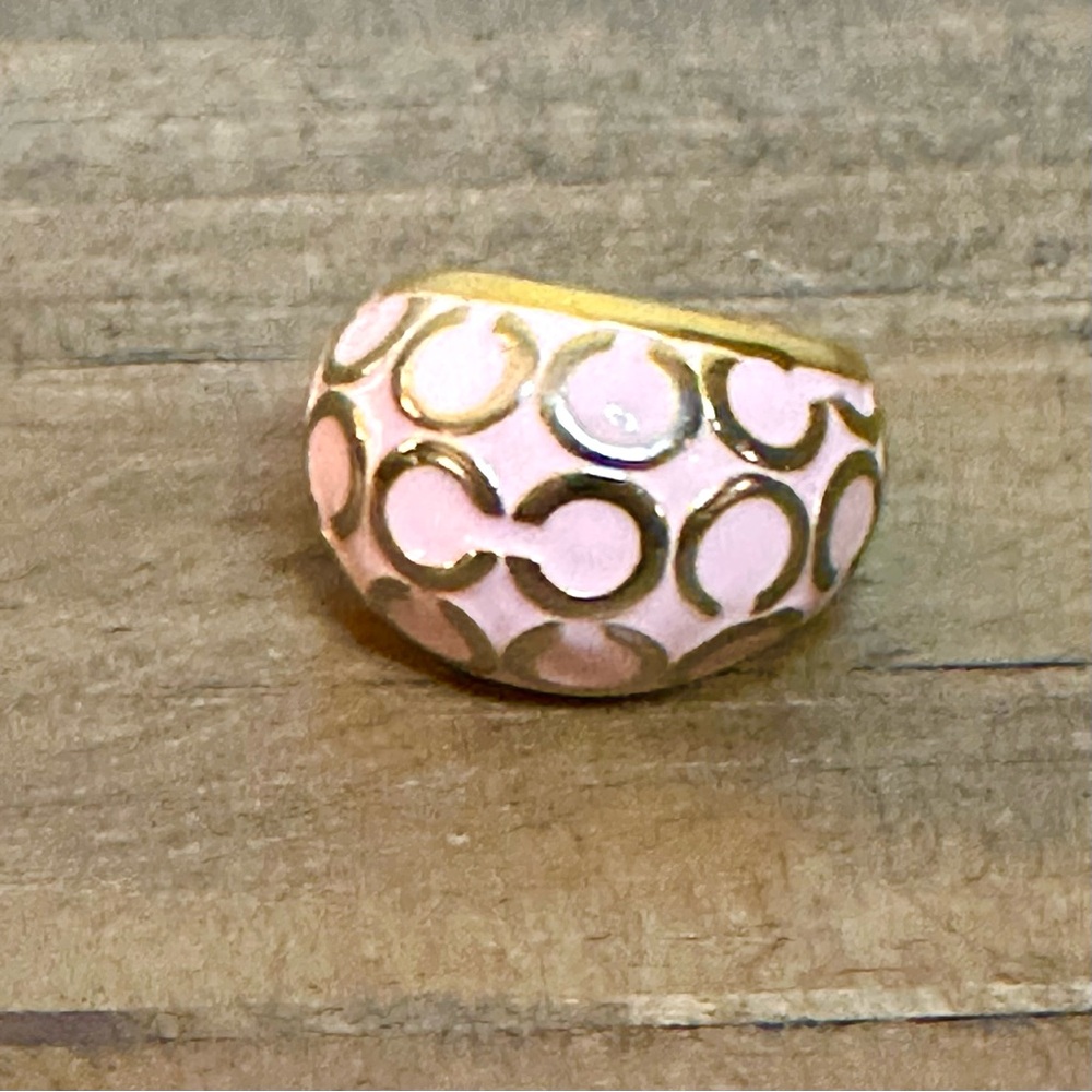 Coach Gold and Pink Signature Dome Ring